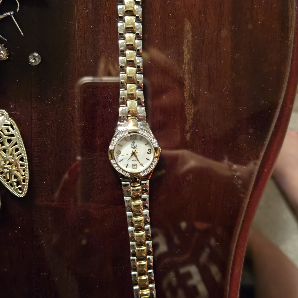 Gold and Silver Watch with Diamond Accents